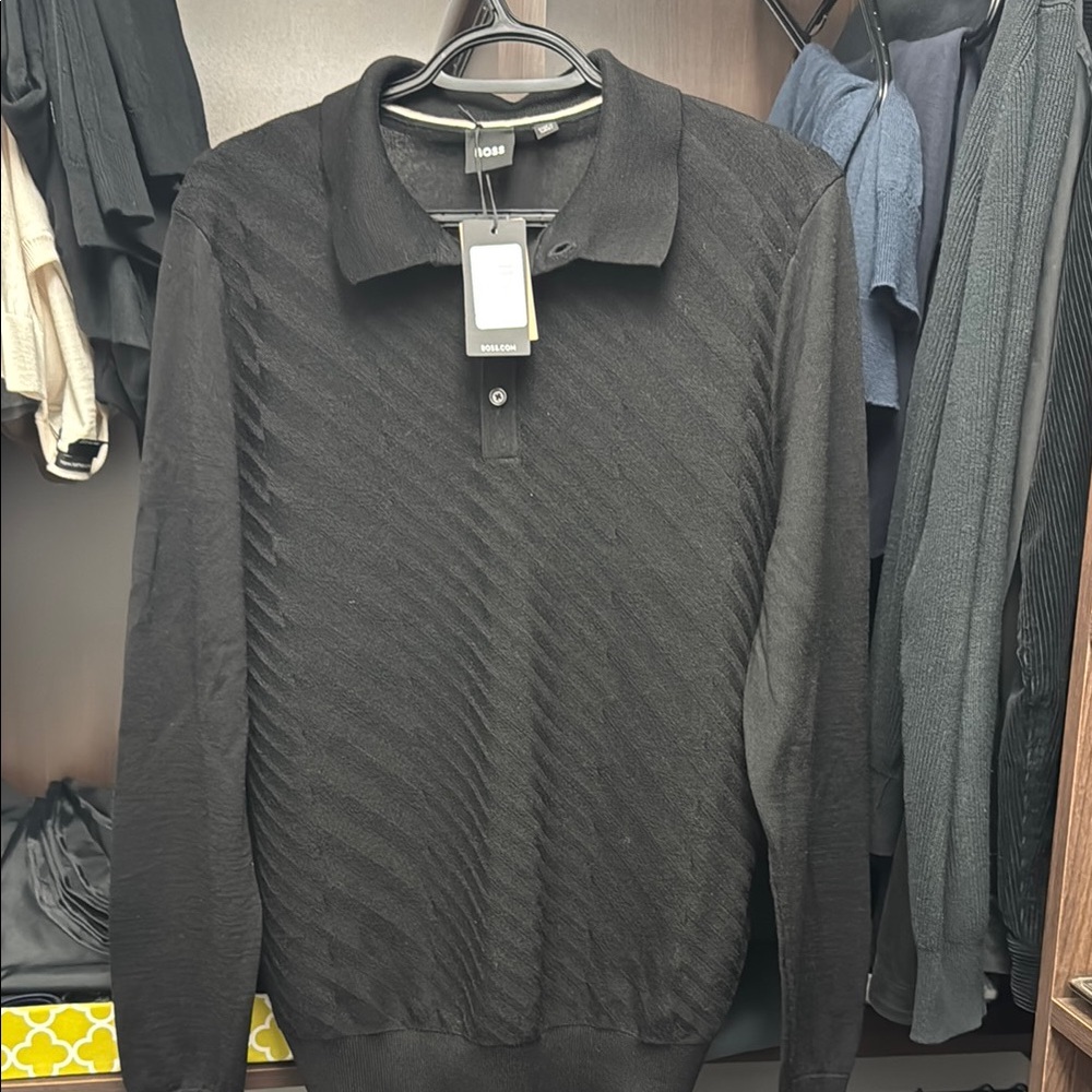 BOSS Black Long Sleeve Polo Shirt - Picture 4 of 5
